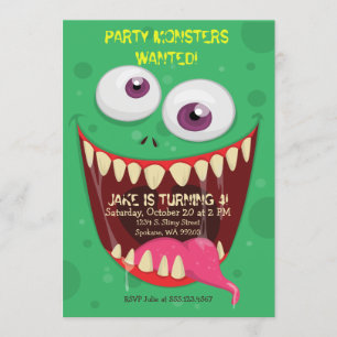 Monster Face Party Monsters Gezochte Birthday Part Kaart