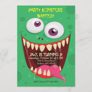 Monster Face Party Monsters Gezochte Birthday Part Kaart