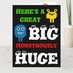 Monster Fantastische kaart 8 x 11 Happy Birthday