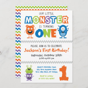 Monster First Birthday Uitnodiging