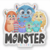 Monster Friends | 3"x 3" — Glanzend transparant Sticker (Voorkant)