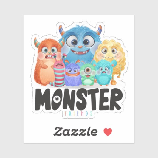 Monster Friends | 3"x 3" — Glanzend transparant Sticker (Vel)