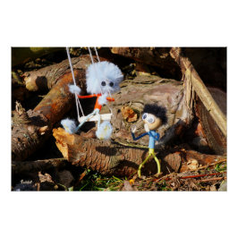 Monster Fubby op schommel. Perfect Poster