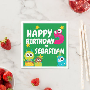 Monster Fun Vijf Jaar Oud Verjaardag Gepersonalise Servet