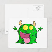 Monster Funny Comic Drawing Cartoon Cute Happy Briefkaart (Voorkant / Achterkant)
