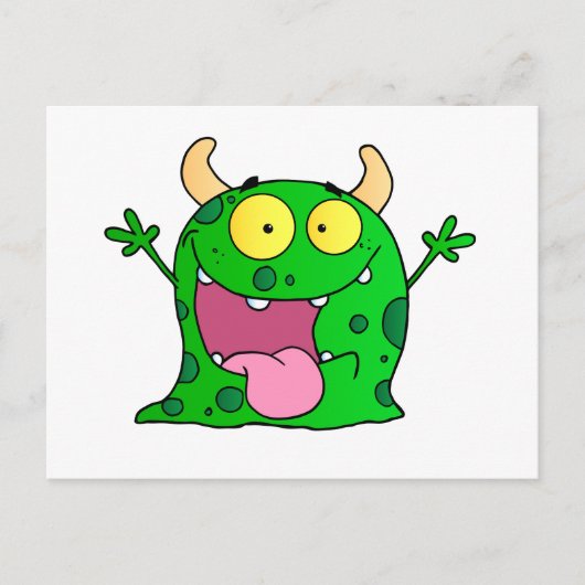 Monster Funny Comic Drawing Cartoon Cute Happy Briefkaart (Voorkant)