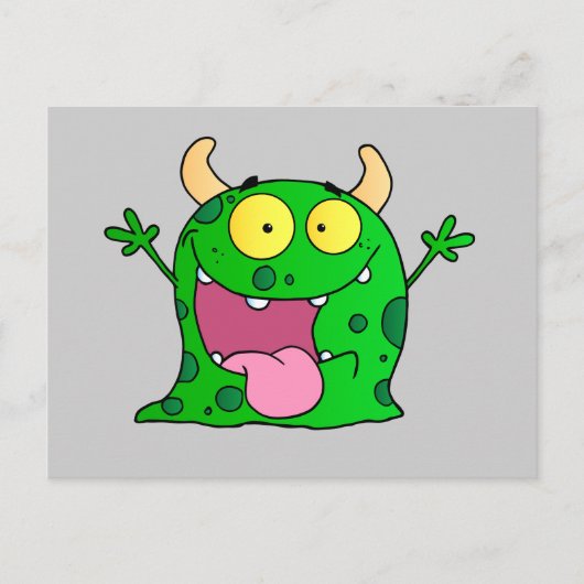 Monster Funny Comic Drawing Cartoon Cute Happy Briefkaart (Voorkant)