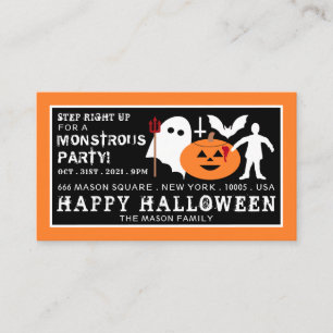 Monster Gang, Halloween Party Ticket Invitation Informatiekaartje