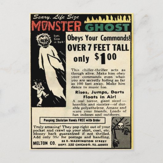  monster Ghost Mail Order Advertisation Briefkaart (Voorkant)