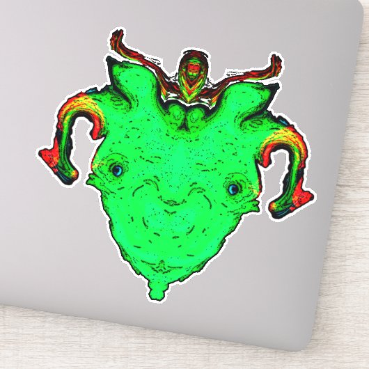 Monster god gezicht sticker (Detail)