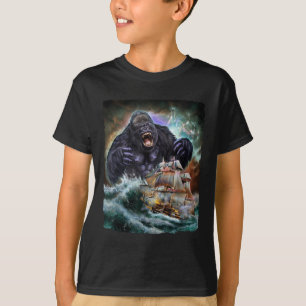 Monster Gorilla als Kraken valt een oorlogsschip a T-shirt