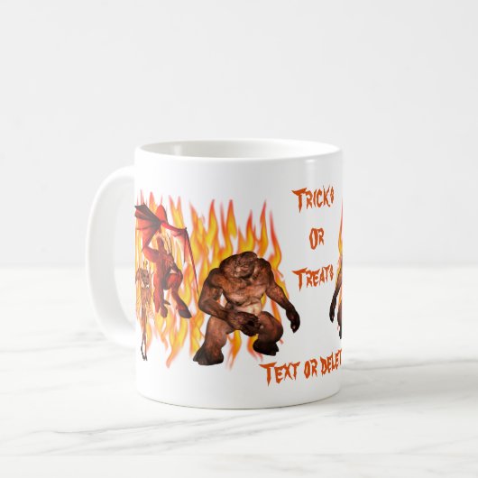 Monster Gremlin Flames Halloween Persoonlijk Koffiemok (Voorkant links)