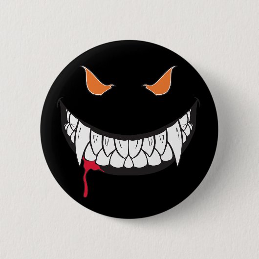 Monster Grin Black Round Button (Voorkant)