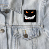 Monster Grin Black Square Button (In situ)