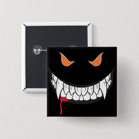 Monster Grin Black Square Button (Voorkant /achterkant)