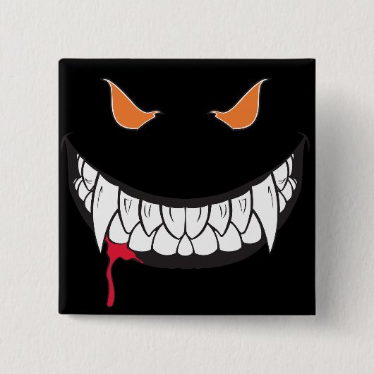 Monster Grin Black Square Button (Voorkant)