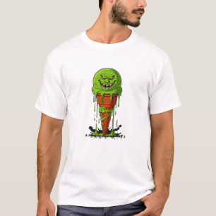 Monster groene ijsje kegel griezelige druipende ho t-shirt