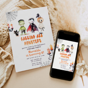 Monster Halloween feestkostuum jongens verjaardag Kaart