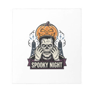Monster Halloween T-shirt met pompo maan graveerwe Notitieblok