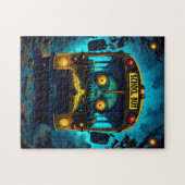 Monster Horror Bus blauw geel Legpuzzel (Horizontaal)