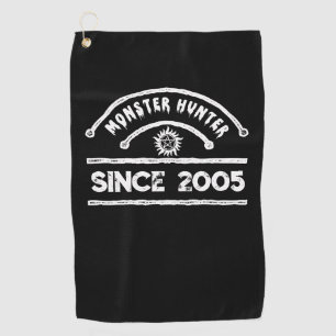 Monster Hunter Zegel Verweerde Typografie Golfhanddoek