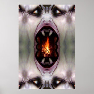Monster in de open haard poster
