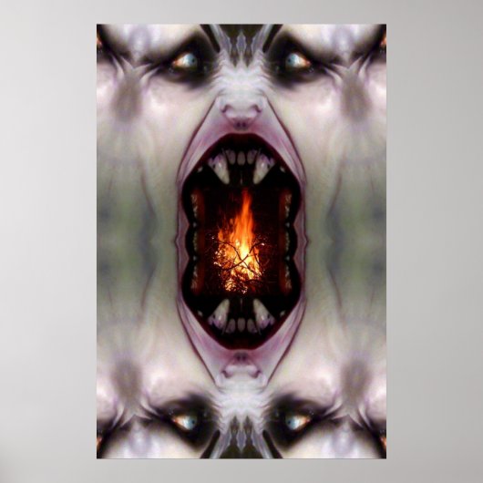 Monster in de open haard poster (Voorkant)