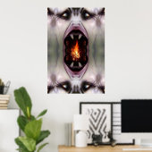 Monster in de open haard poster (Thuiskantoor)