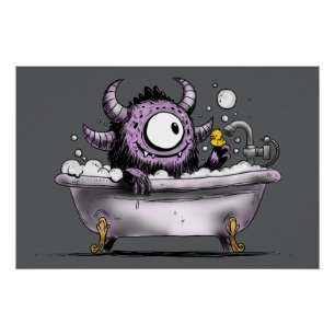 Monster in een bubbelbad perfect poster