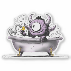 Monster in een bubbelbad sticker