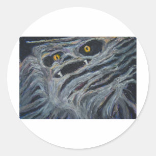 Monster in het hout ronde sticker