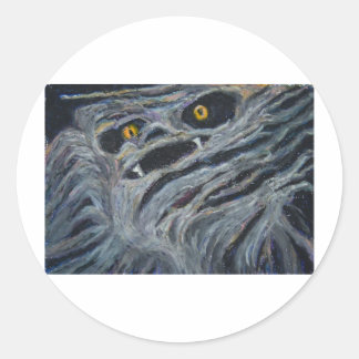 Monster in het hout ronde sticker