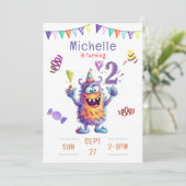 Monster Invitation d'anniversaire de deux ans (Debout devant)