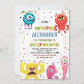 Monster Invitations Anniversaire Rouge (Devant)
