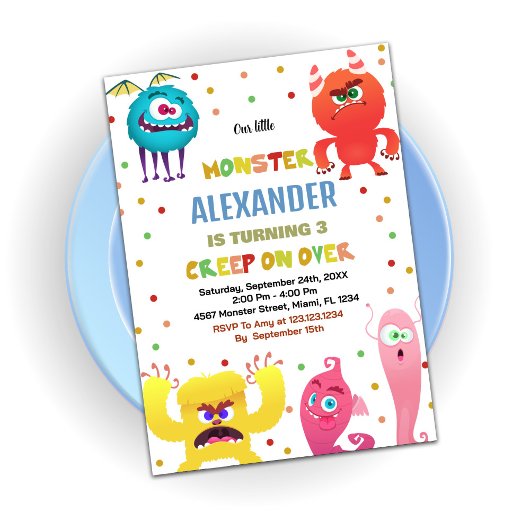 Monster Invitations Anniversaire Rouge