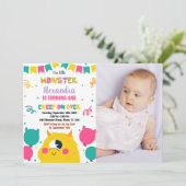 Monster Invitations d'anniversaire Ballons drapeau (Debout devant)