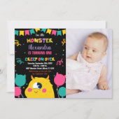 Monster Invitations d'anniversaire Ballons drapeau (Devant)
