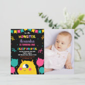 Monster Invitations d'anniversaire Ballons drapeau (Debout devant)