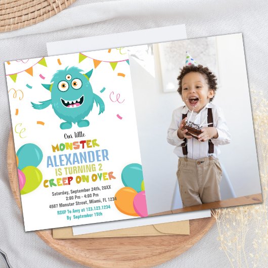Monster Invitations d'anniversaire Ballons drapeau