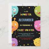 Monster Invitations d'anniversaire Balloons Noirs (Devant)