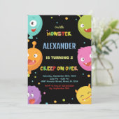 Monster Invitations d'anniversaire Balloons Noirs (Debout devant)