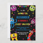 Monster Invitations d'anniversaire Couleur Noir (Devant)
