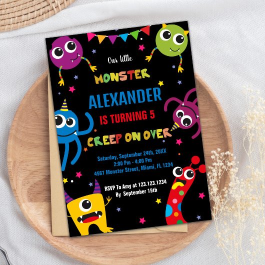 Monster Invitations d'anniversaire Couleur Noir