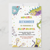 Monster Invitations d'anniversaire Dark Green (Devant)