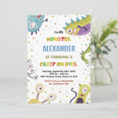 Monster Invitations d'anniversaire Dark Green (Debout devant)
