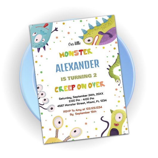 Monster Invitations d'anniversaire Dark Green