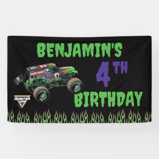 Monster Jam Grave Digger Verjaardag Spandoek