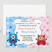 Monster Kids Verjaardag Uitnodiging (Voorkant / Achterkant)