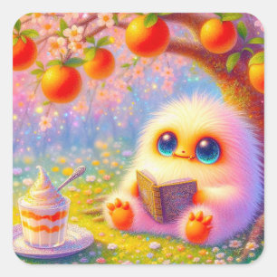 Monster Lezer Vierkante Sticker