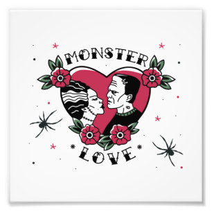 Monster Liefde Bruid van Frankenstein Tattoo Foto Afdruk